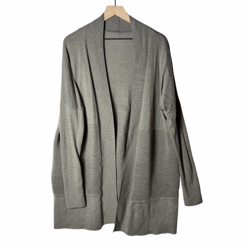 Lululemon Sit In Lotus Wrap II Sweater Cardigan Green Merino Wool Womens Size 10